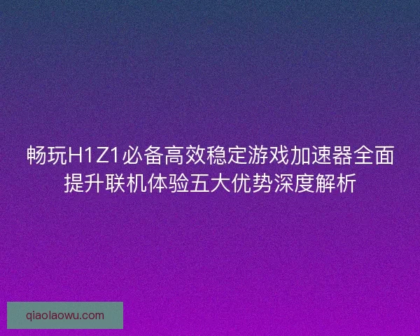畅玩H1Z1必备高效稳定游戏加速器全面提升联机体验五大优势深度解析