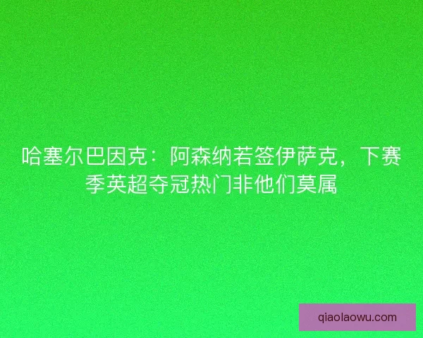 哈塞尔巴因克：阿森纳若签伊萨克，下赛季英超夺冠热门非他们莫属