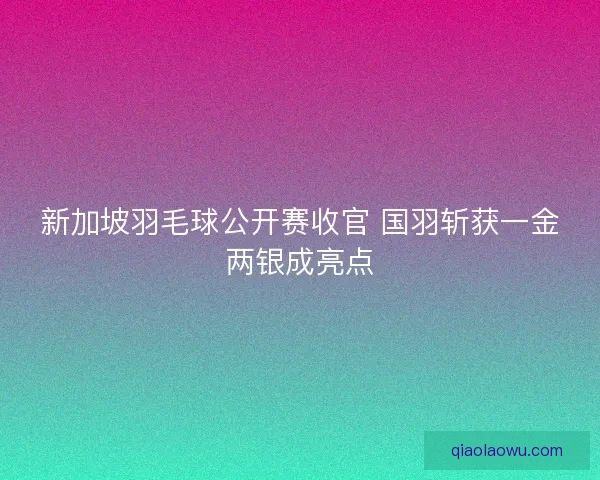 新加坡羽毛球公开赛收官 国羽斩获一金两银成亮点