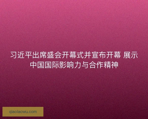习近平出席盛会开幕式并宣布开幕 展示中国国际影响力与合作精神