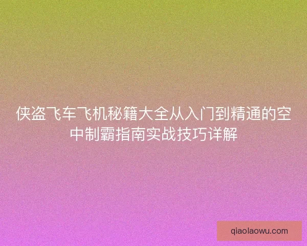 侠盗飞车飞机秘籍大全从入门到精通的空中制霸指南实战技巧详解 侠盗飞车飞机秘籍大全从入门到精通的空中制霸指南实战技巧详解