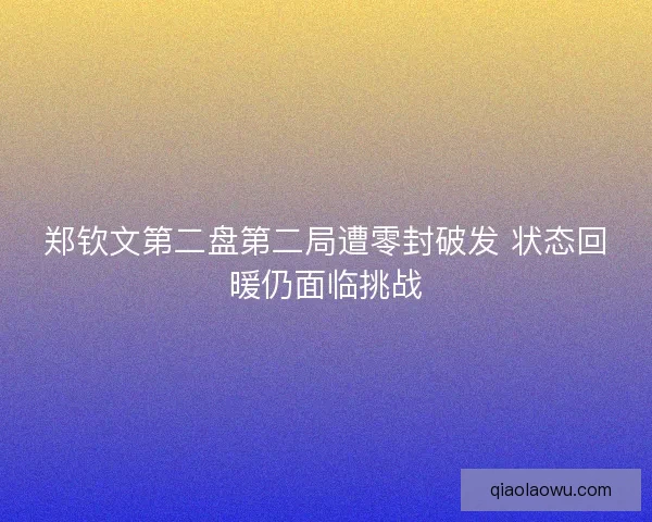 郑钦文第二盘第二局遭零封破发 状态回暖仍面临挑战